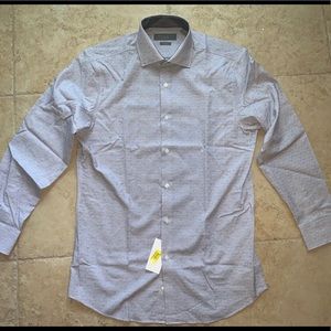 Grey patterned button down dress dress.